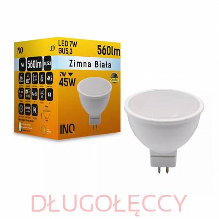 INQ GU5.3 7W 560lm LED  DC 12V 6000K zimna biała