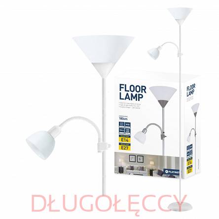 LAMPA podłogowa stojąca 180cm  E27 + E14 biała