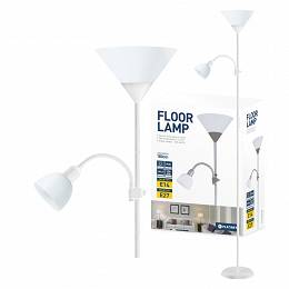 LAMPA podłogowa stojąca 180cm  E27 + E14 biała