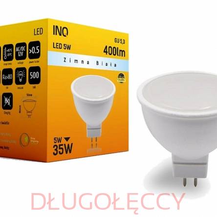 INQ GU5.3 5W 380LM LED 6000K AC/DC 12V zimna biała 