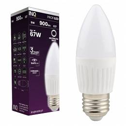 INQ E27 LED Profi ceramiczna 9W 900lm B37 świeczka 4000K neutralna biała