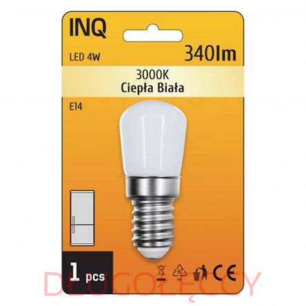 INQ E14 LED 4W 340lm T26 3000K do lodówki