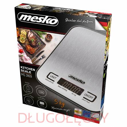 Mesko MS3169 czarna Waga kuchenna - inox