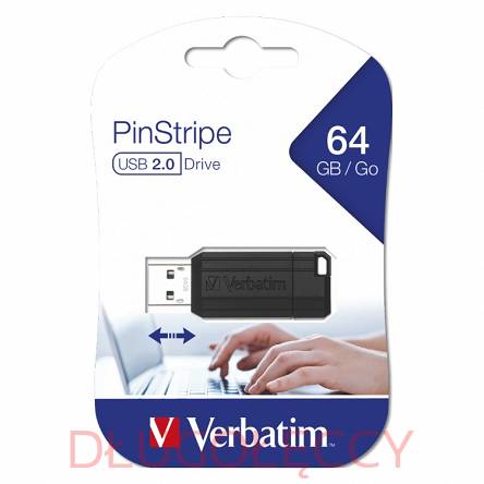 VERBATIM PinStripe 64GB pendrive USB 2.0 Black